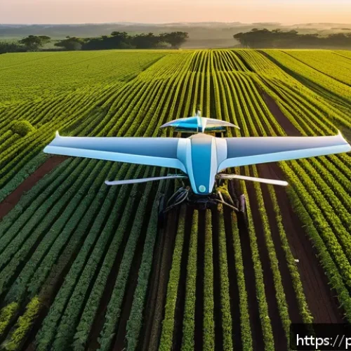 Home 31 농업 관련 소프트웨어 개발 - A vast Brazilian soybean farm at sunrise, featuring a fleet of autonomous agricultural machines equi...