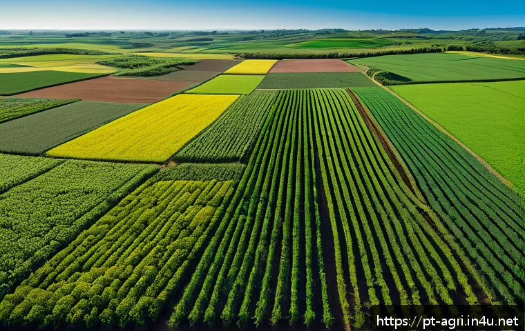 농업 관련 도서 및 논문 - A vibrant, expansive Brazilian farm landscape featuring sustainable agriculture technology: fields w...