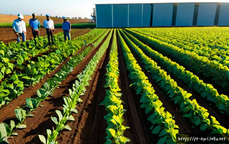 Home 17 농업 연구소 운영 방식 - Photorealistic Brazilian agricultural research institute operations, diverse agronomists in practica...